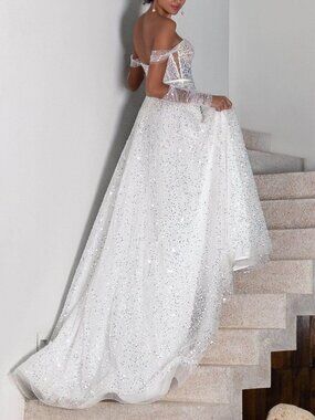 Cocomelody ZOEY CW2381 Sequined A-Line Wedding Dress – Size 16 – Ivory – Sample